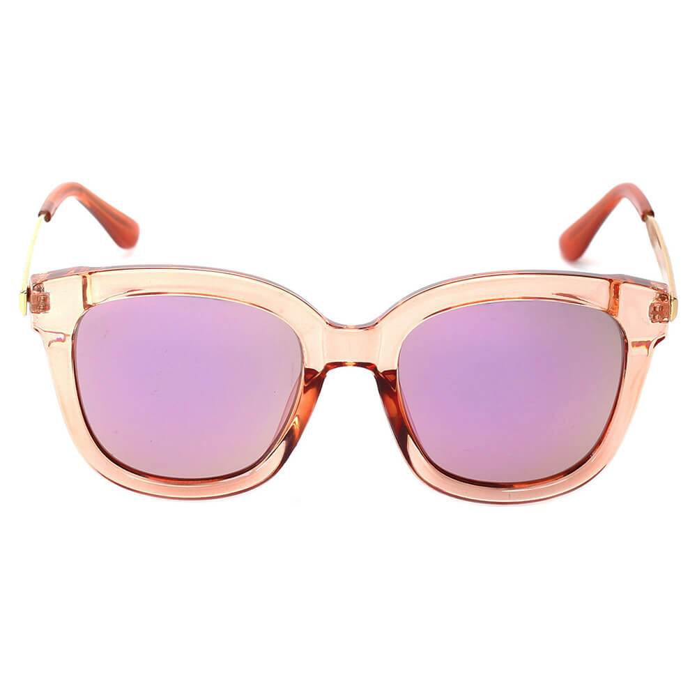 DEKALB | Women's Oversize Mirrored Lens Horned Rim Sunglasses