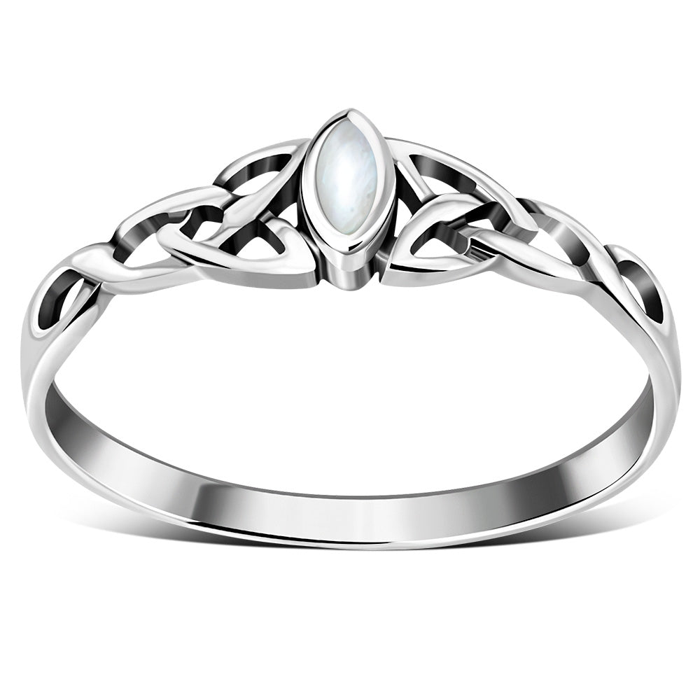 Bague celtique en argent avec nacre