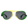 Twinklez - Futuristic Fashion Chunky Vintage Inspired Aviator Sunglasses