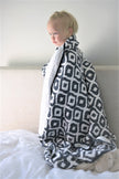 Moroccan Blue Cotton Muslin Newcastle Blanket