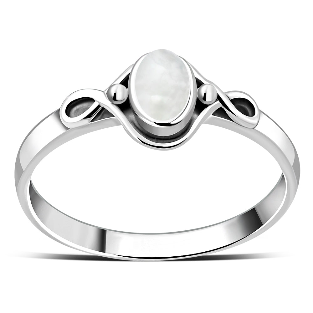 Mother of Pearl Celtic Knot Silver Ring