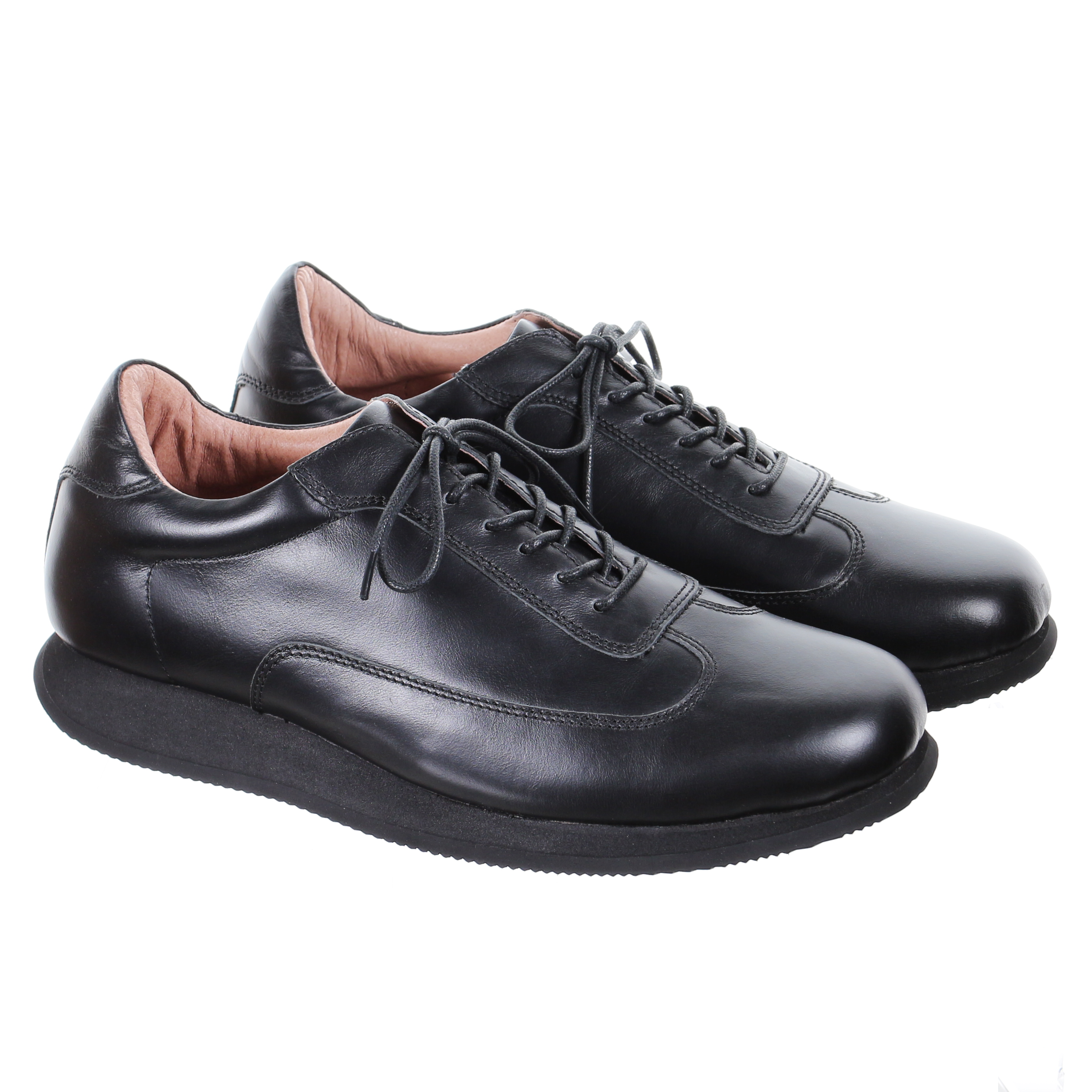 Chaussures décontractées en cuir à lacets pour hommes (noir)