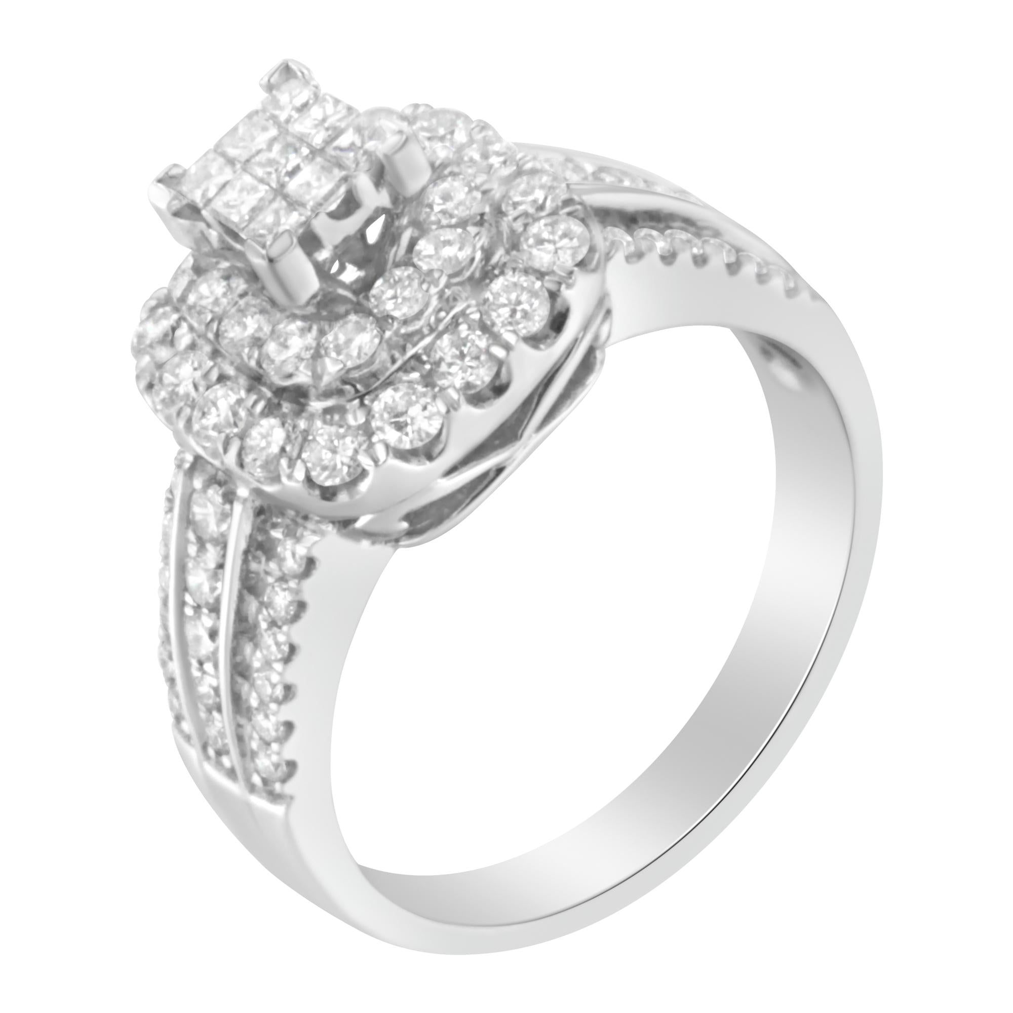 Bague vintage en or blanc 14 carats et diamants