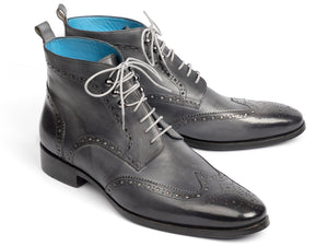 Bottines Paul Parkman Wingtip Gris Peintes à la Main (ID#777-GRAY)