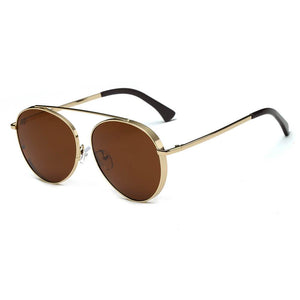 Bethel - Retro Mirrored Lens Teardrop Aviator Sunglasses