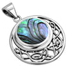 Round Celtic Knot Abalone Shell Silver Pendant