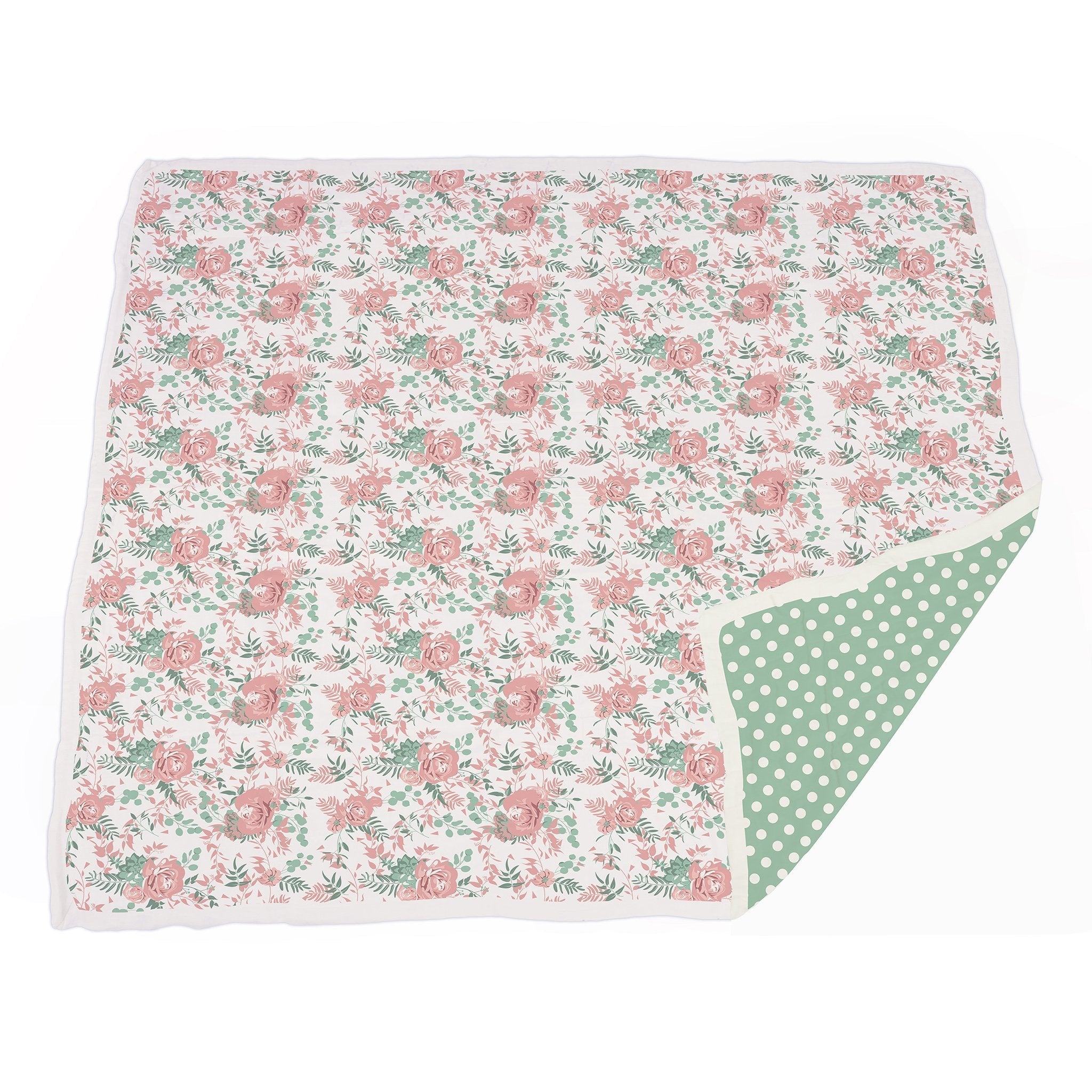 Desert Rose & Jade Polka Dot Cotton Muslin Blanket