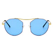 CHOCTAW - Round Tinted Geometric Brow-Bar Fashion Sunglasses