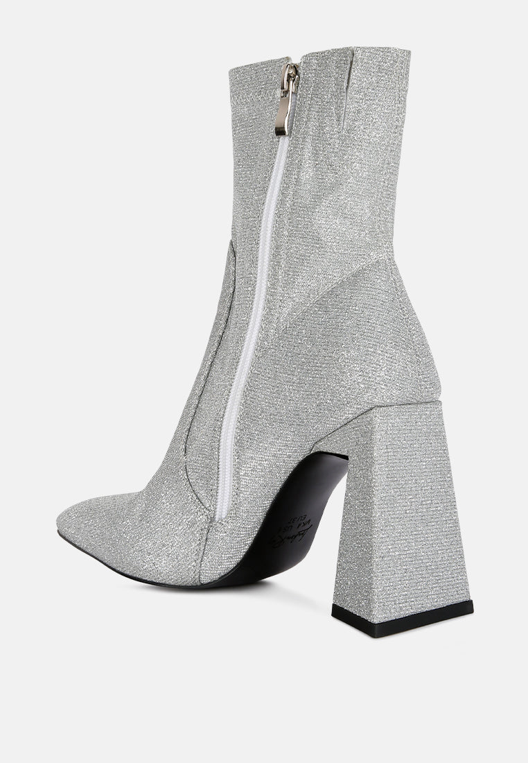 Hustlers Shimmer Block Heeled Ankle Boots