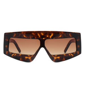 Celestia - Rectangle Chunky Oversize Square Tinted Flat Top Sunglasses