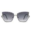 Starfire - Half Frame Square Irregular Tinted Fashion Cat Eye Sunglasses