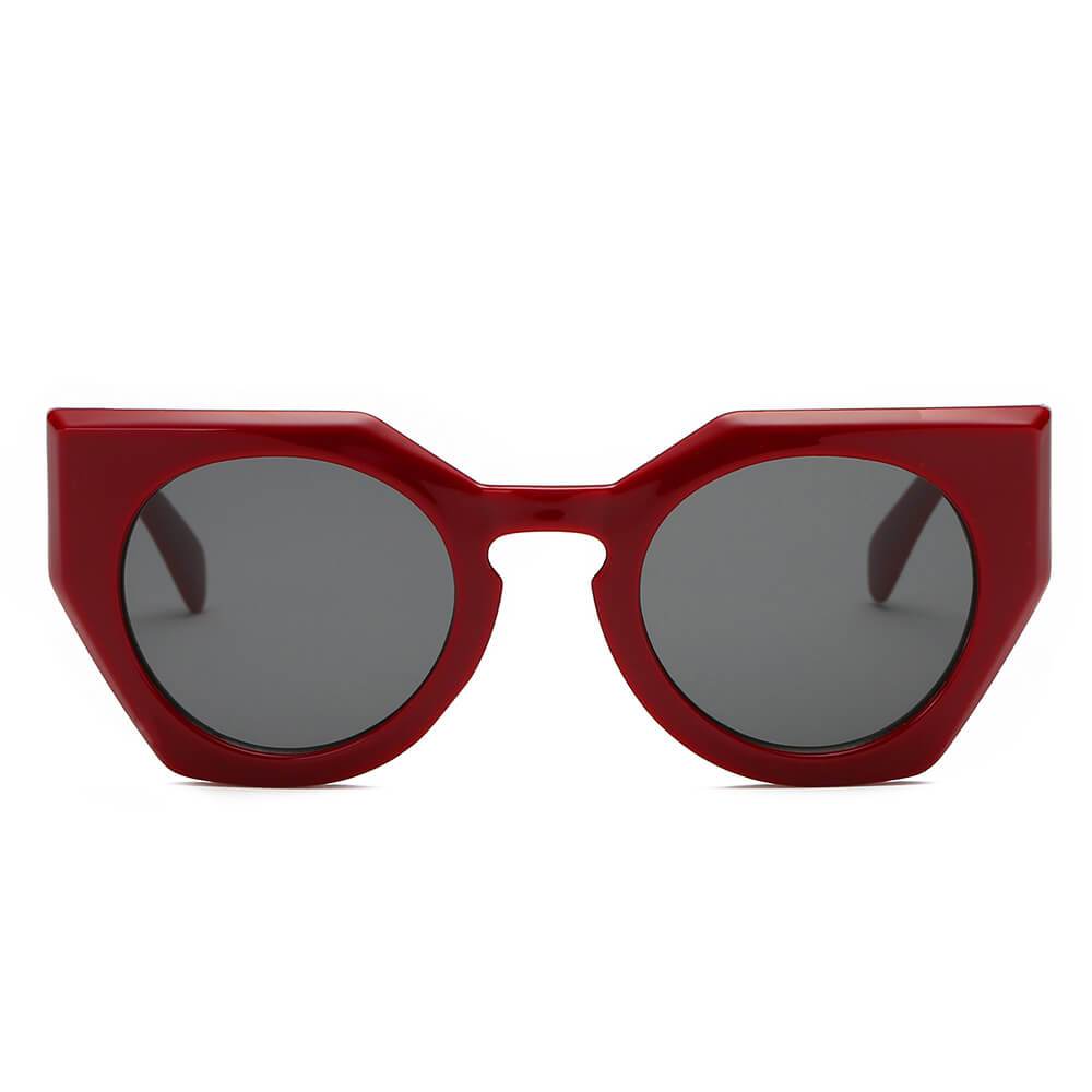 BERGEN | Women Geometric Round Cat Eye Sunglasses