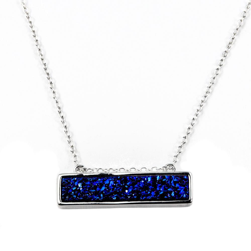 Bethany Druzy Bar Necklace in Silver