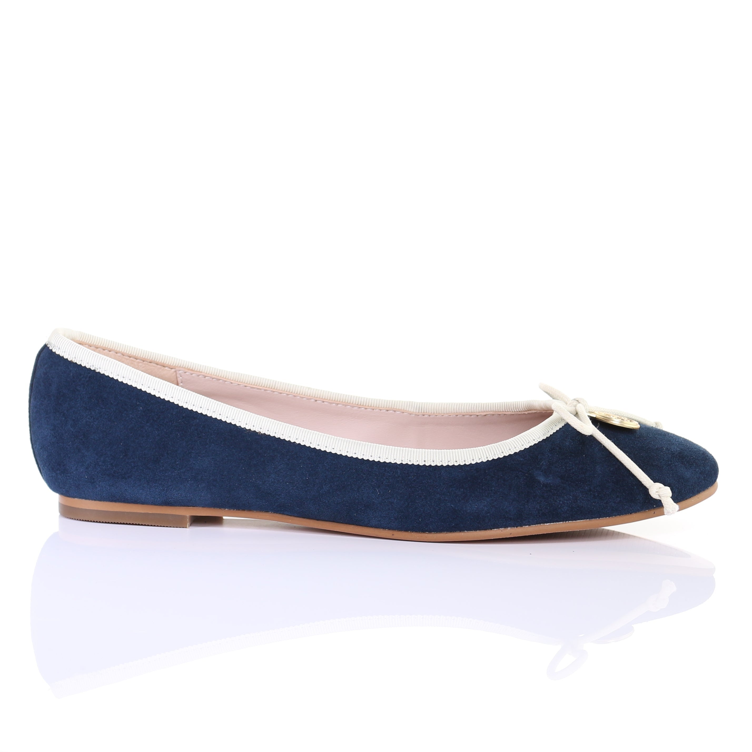 Bow Suede Ballerina (Navy)