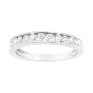 IGI Certified 1/2 Cttw Diamond 10K White Gold Channel Set Band Style Ring