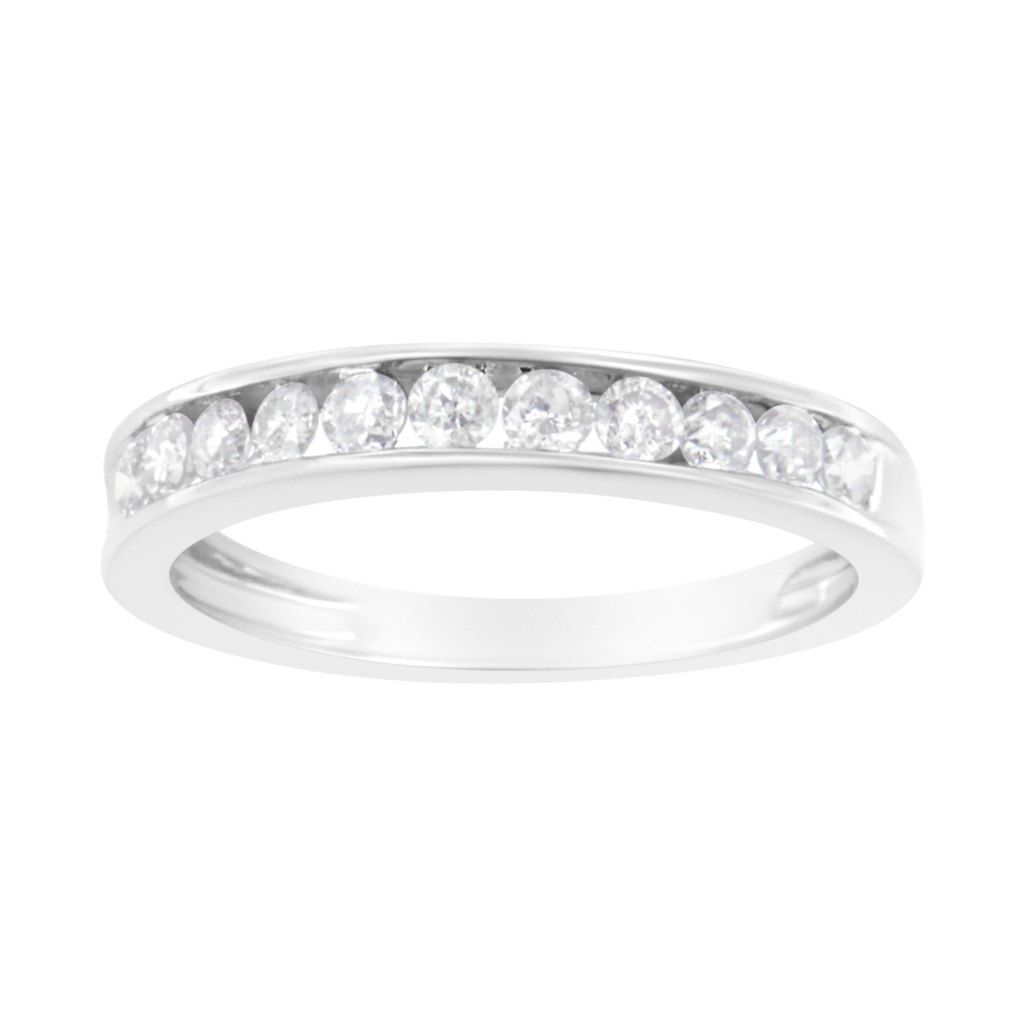 Bague de style bande en or blanc 10 carats avec diamant 1/2 carat certifié IGI