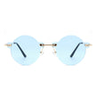 Crescent - Circle Retro Round Rimless Fashion Tinted Vintage Sunglasses