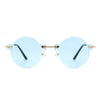 Crescent - Circle Retro Round Rimless Fashion Tinted Vintage Sunglasses