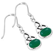 Boucles d'oreilles en argent avec nœud de trinité celtique en agate verte