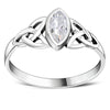 Silver Celtic Ring Set W/ Clear CZ