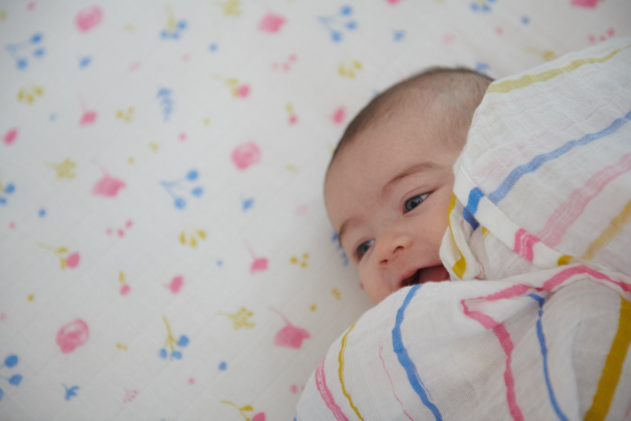 Watercolor Stripe Cotton Muslin Swaddle