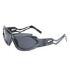 Moonhaze - Futuristic Rectangle Geometric Chunky Sport Wrap Around Sunglasses