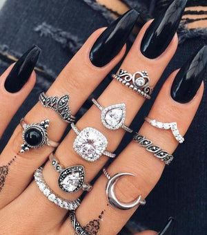 Vintage Boho Women's 11 Piece Rings Set