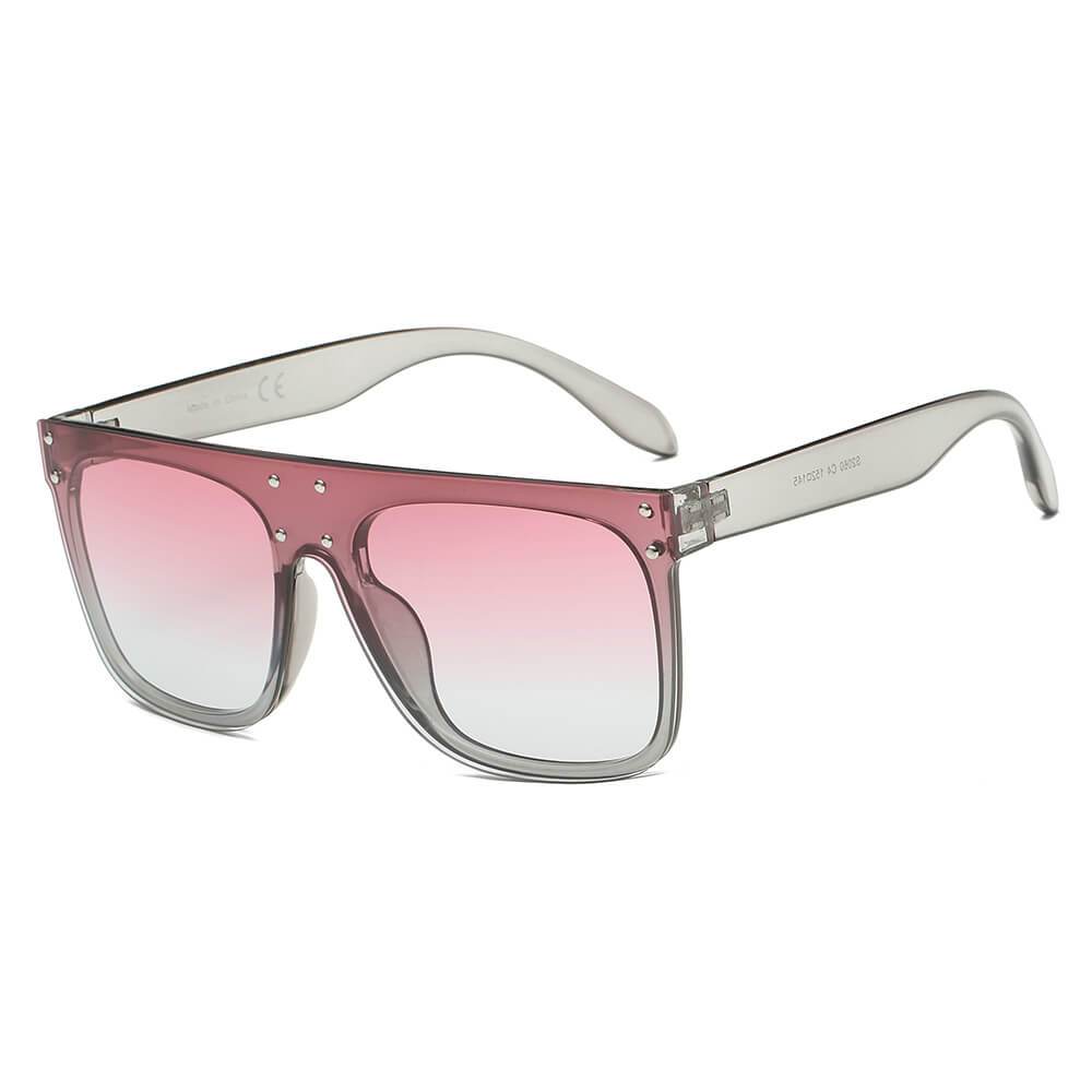 AKRON | Flat Top Oversize Mirrored Square Sunglasses Circle