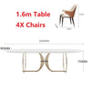 Italian Gold Modern Marble and Stainless Steel Table 6 Chairs