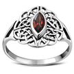 Celtic Knot Garnet Stone Silver Ring