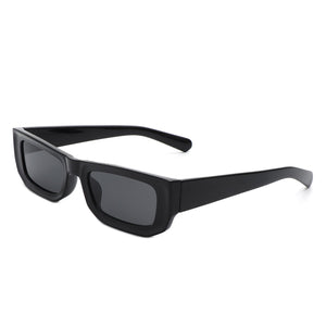 Alabaste - Rectangle Narrow Flat Top Fashion Tinted Slim Sunglasses