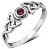 Celtic Trinity Silver Garnet Stone Ring