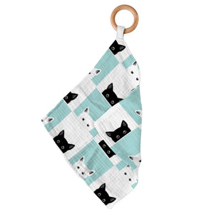 Peek-A-Boo Cats Bamboo Blankie Teether