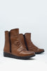 Bottes basses marron avec fermeture éclair et nez rond