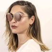 Dublin- Women Mirrored Lens Round Cat Eye Sunglasses