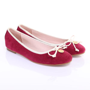 Bow Suede Ballerina (Magenta)