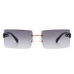 Jadesoul - Rectangle Retro Rimless Tinted Fashion Vintage Square Sunglasses