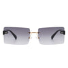 Jadesoul - Rectangle Retro Rimless Tinted Fashion Vintage Square Sunglasses