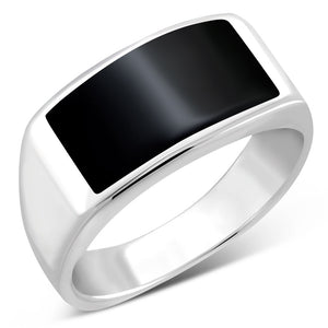 Bague en argent sterling avec pierre d'onyx noir