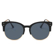 ABANDA |  Round Mirrored Flat Lens Half Frame Sunglasses Circle