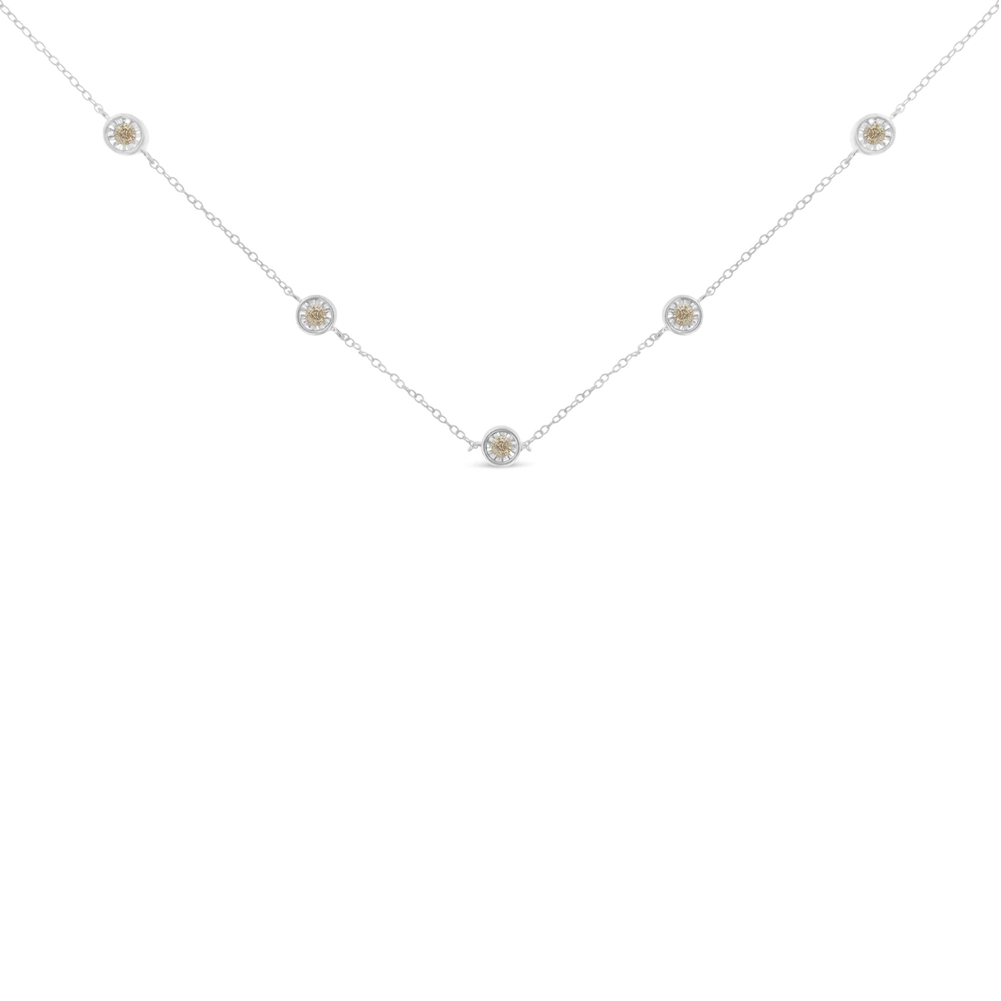 Collier station de diamants en argent sterling