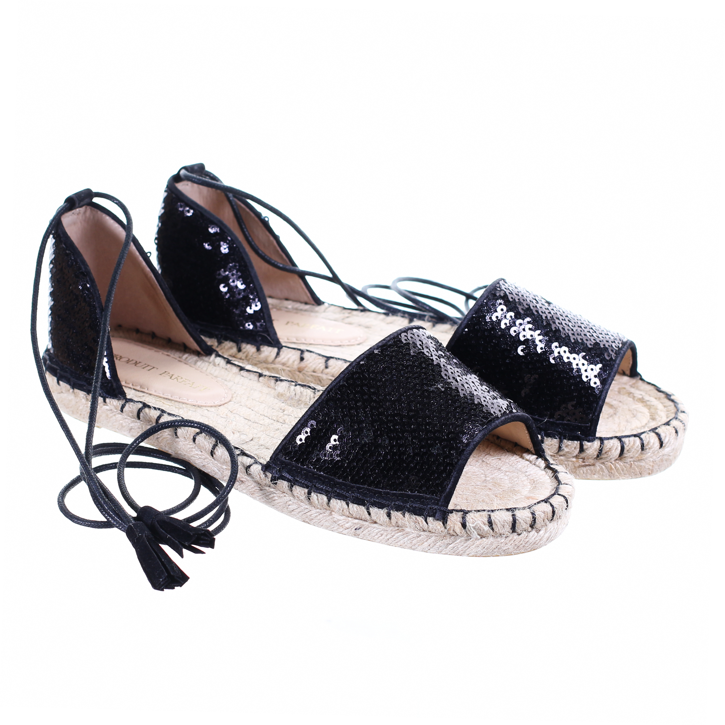 Sandale espadrilles à bout ouvert et sequins