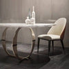 Italian Gold Modern Marble and Stainless Steel Table 6 Chairs