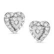 .925 Sterling Silver 1/3 Cttw Miracle Set Round-Cut Diamond Heart Stud Earring