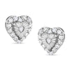 .925 Sterling Silver 1/3 Cttw Miracle Set Round-Cut Diamond Heart Stud Earring