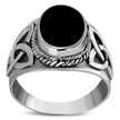 Bague en argent sterling avec onyx noir et nœud de la trinité celtique