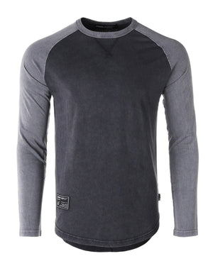 ZIMEGO T-shirt raglan à manches longues pour homme, coupe athlétique, style baseball rétro contrasté