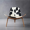 Wooden Pony Leather Upholstered Shell Shape Lounge Chair