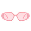 Glittera - Rectangle Retro Oval Chic Round Lens Leaf Design Fashion Sunglasses