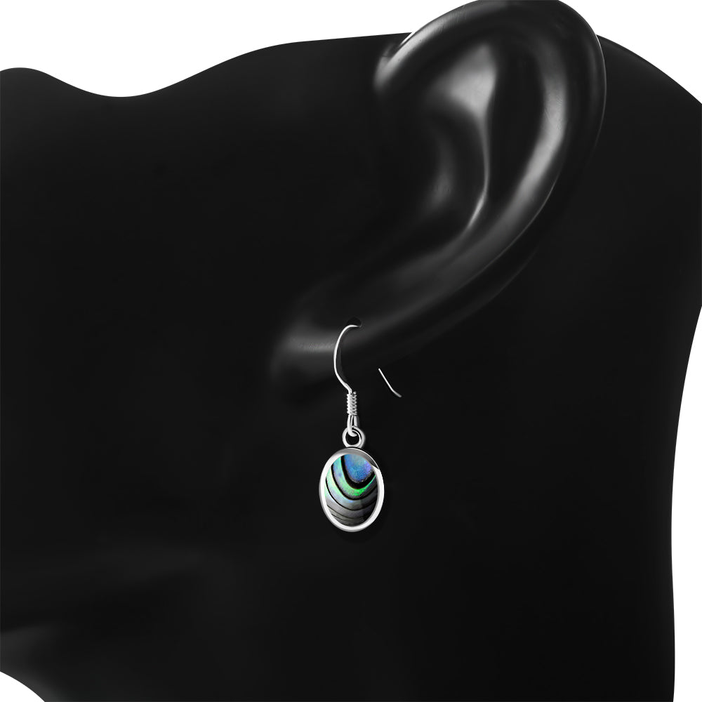 Abalone Shell Oval Silver Earrings